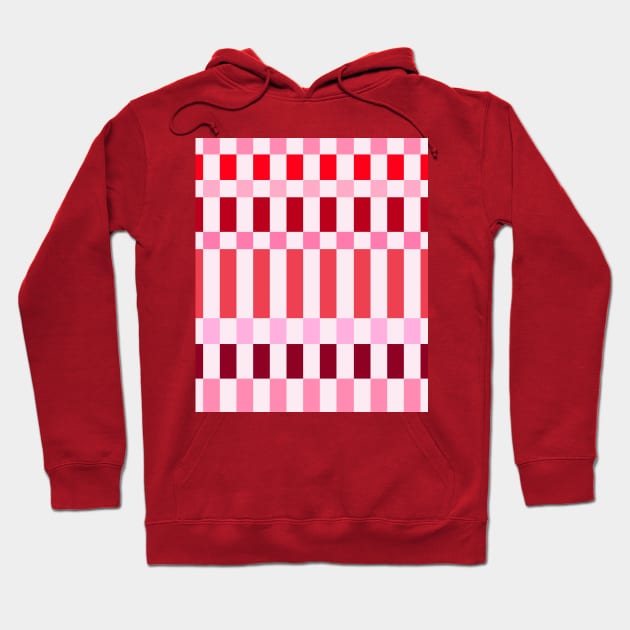 Red and Pink Checkered Grid Hoodie by OneThreeSix